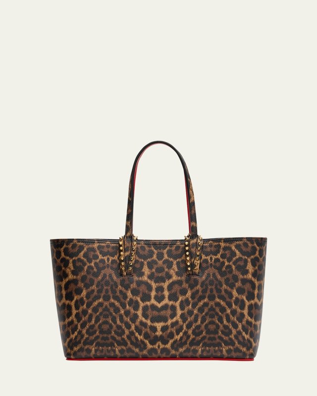 Cabata Small Leopard-Print Leather Tote Bag